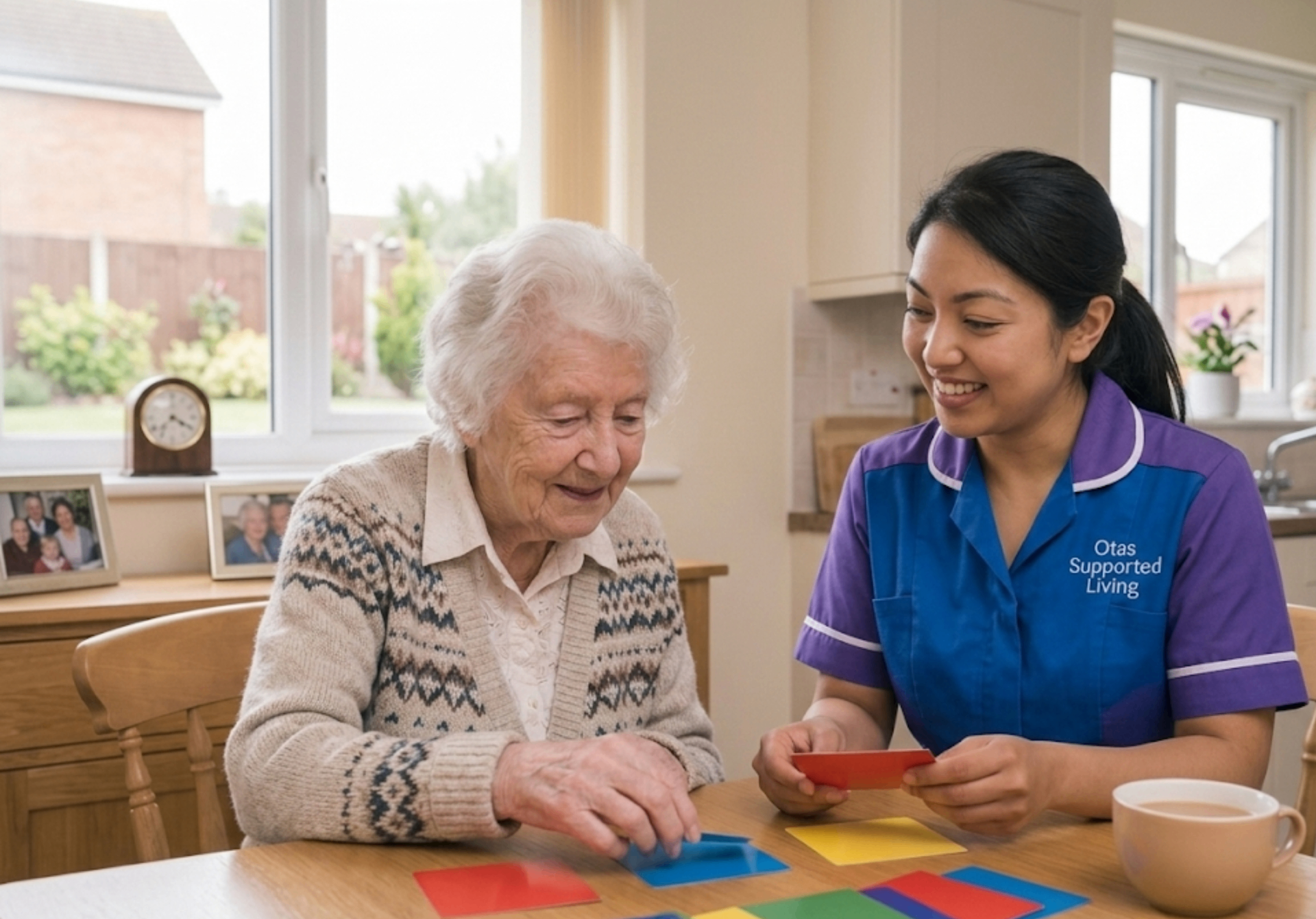 An Otas Supported Living carer providing specialist dementia care at home in Sheerness, Kent